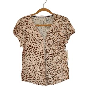 NWT Pilcro Small Split Animal And Floral Motif Cotton Blend Tee